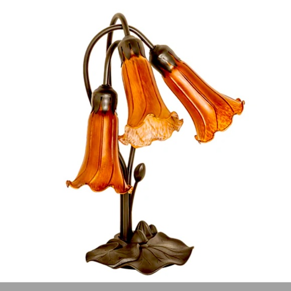Meyda Tiffany Pond Lily 3 Light Accent Lamp, 16" Height, Amber - Picture 2 of 13